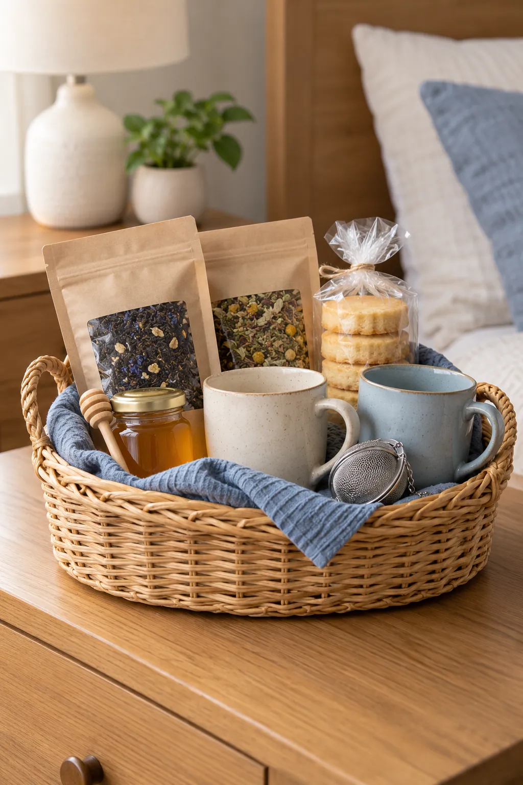Tea Talk Basket arranged as a useful gift basket