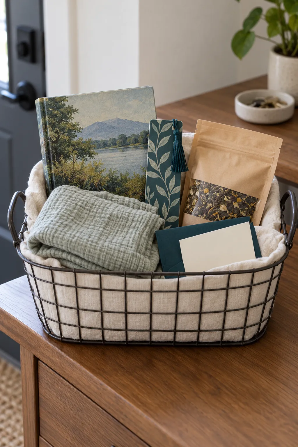 Bookstore Friend Basket arranged as a useful gift basket