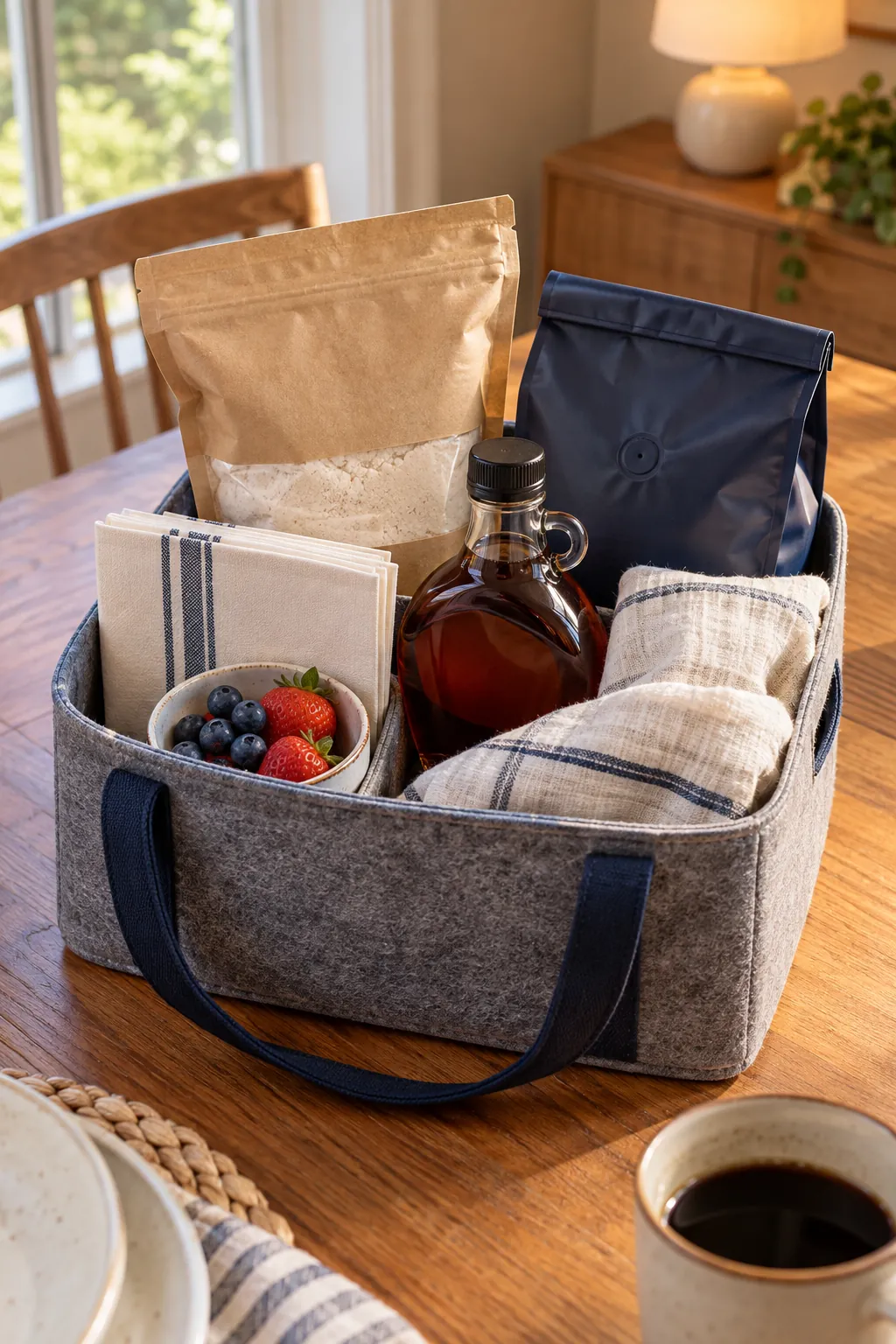 Brunch Together Basket arranged as a useful gift basket