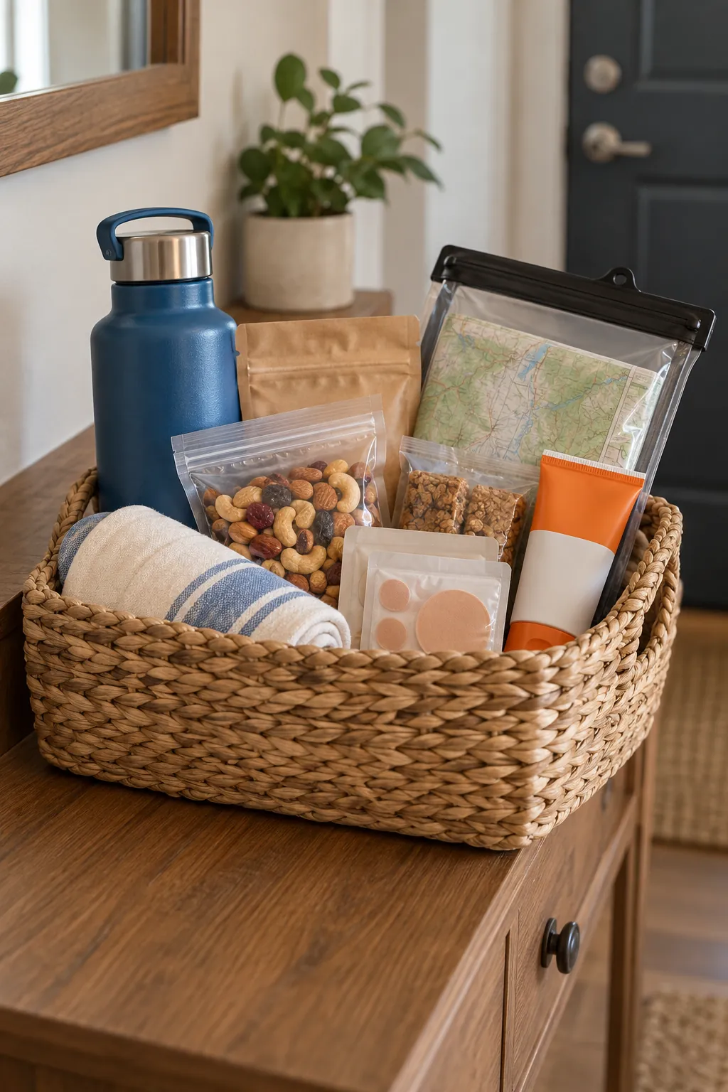 Hiking Friend Basket arranged as a useful gift basket