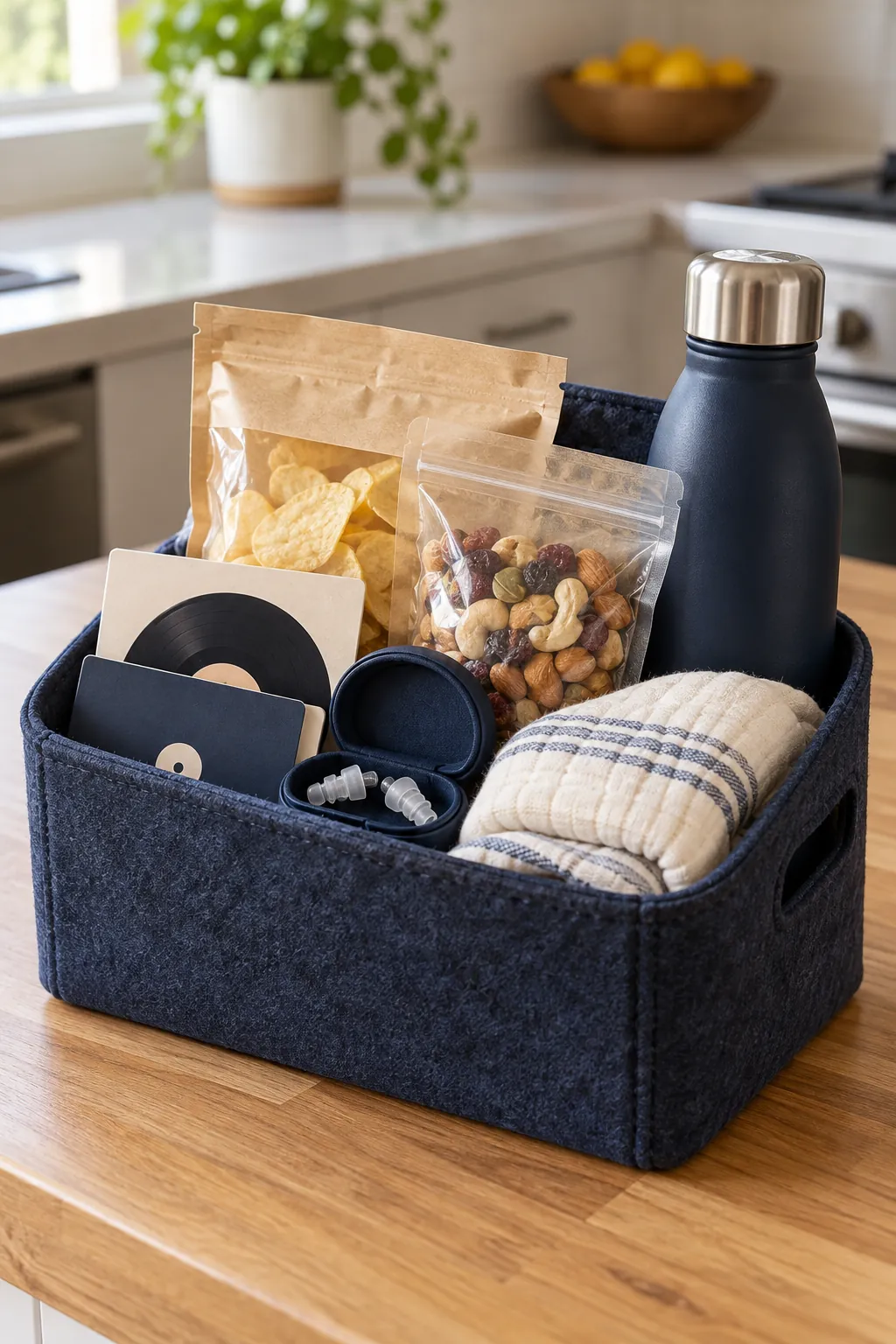 Music Friend Basket arranged as a useful gift basket