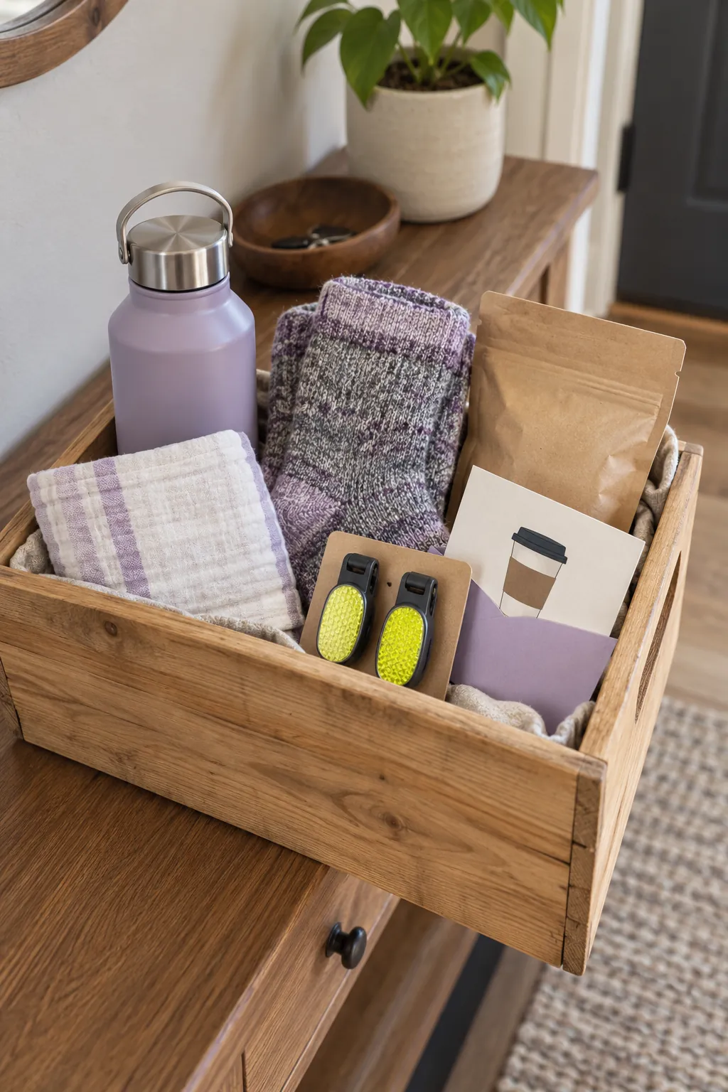 Walking Friend Basket arranged as a useful gift basket