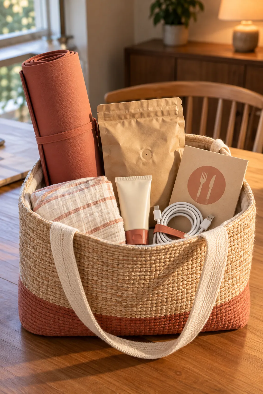 Work From Home Basket arranged as a useful gift basket