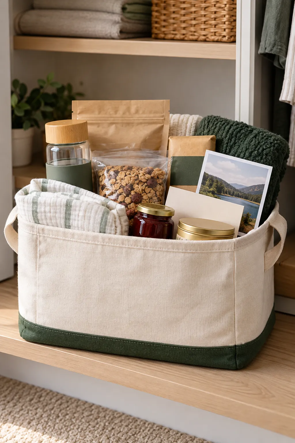 Long Distance Friend Box arranged as a useful gift basket