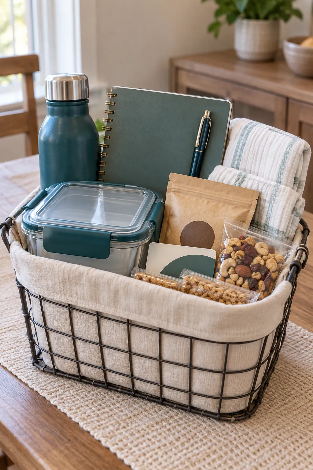 New Job Basket arranged as a useful gift basket