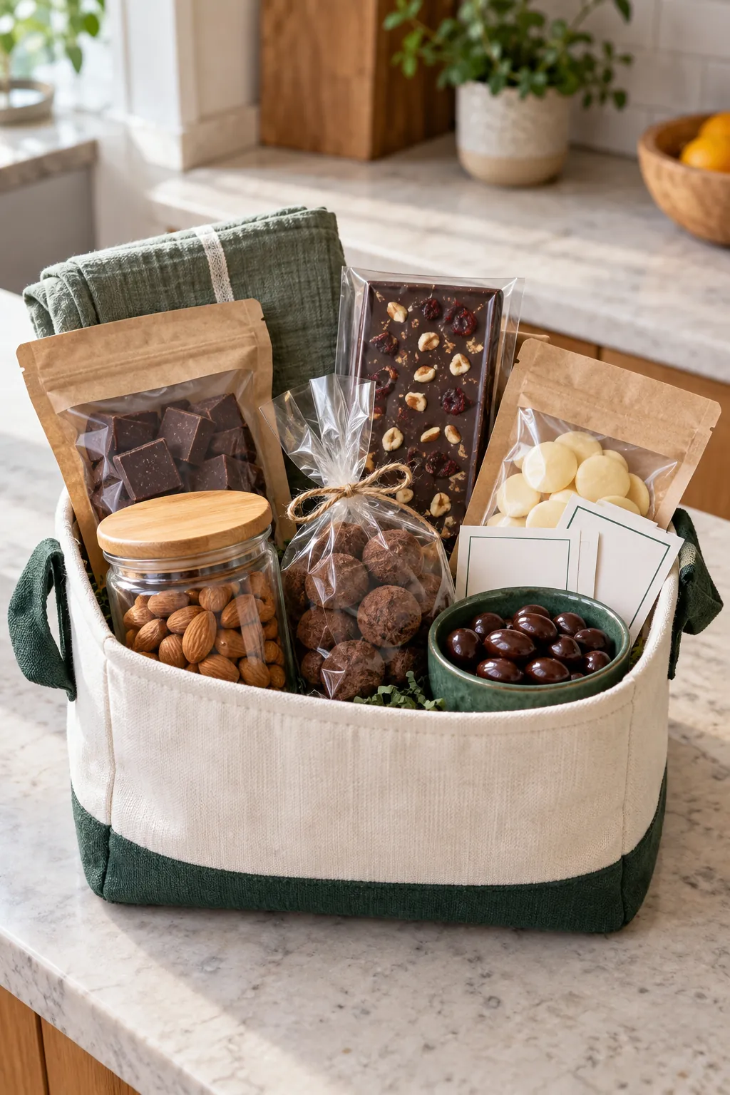 Chocolate Appreciation Basket arranged as a useful gift basket