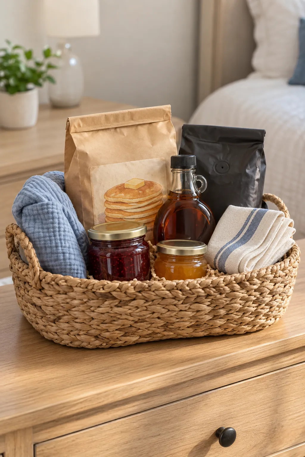 Breakfast Thank You Basket arranged as a useful gift basket