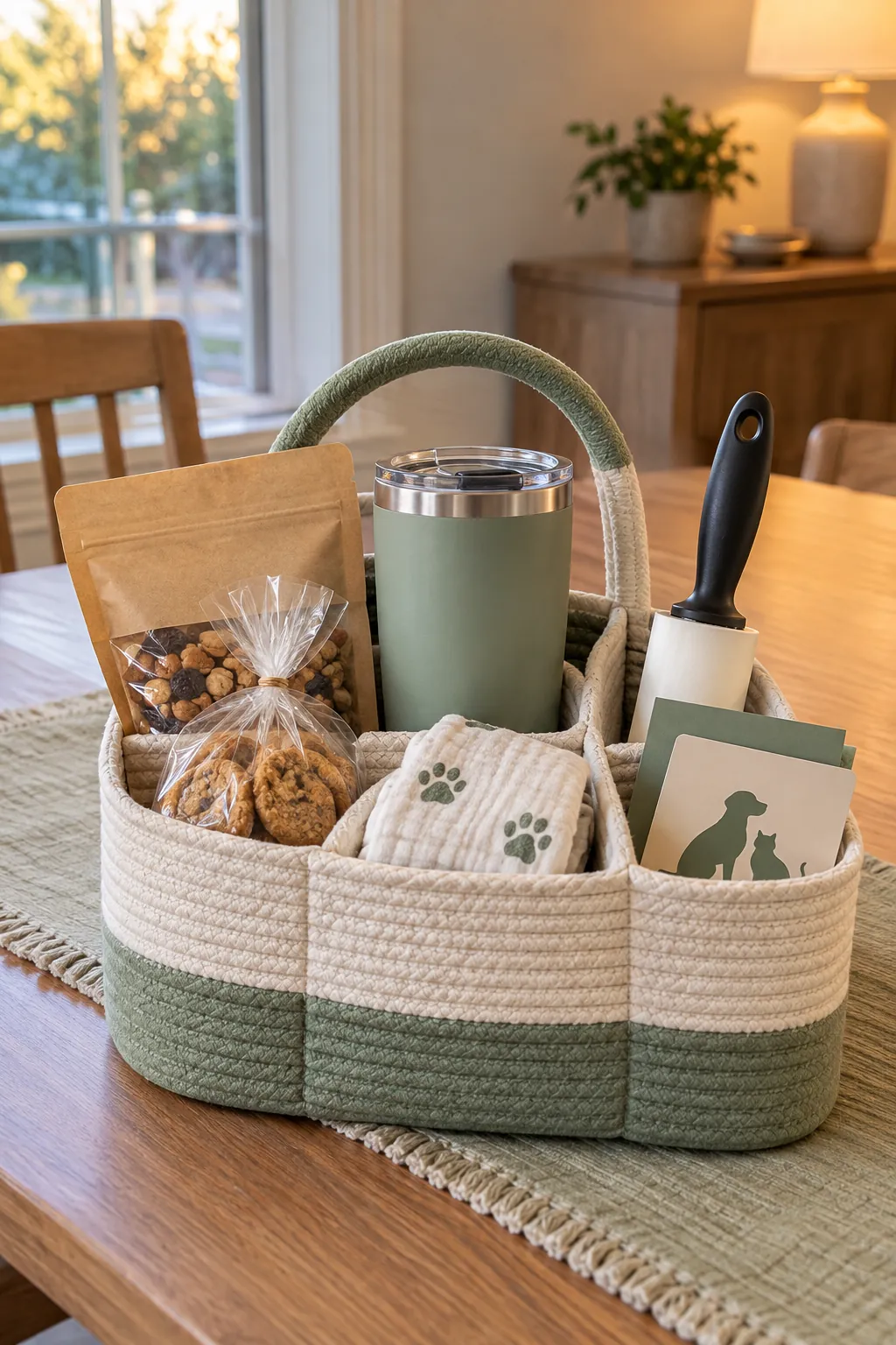 Pet Sitter Thank You Basket arranged as a useful gift basket