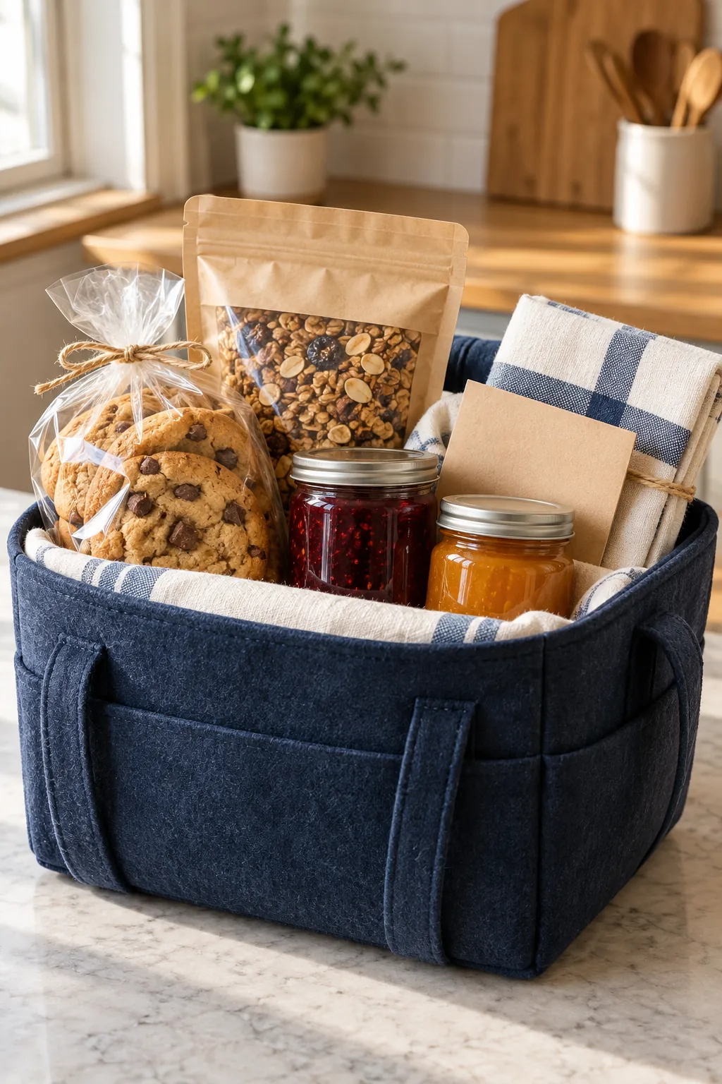 Homemade Thank You Basket arranged as a useful gift basket