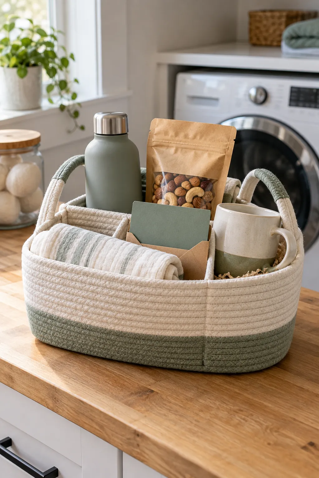 Flexible Gift Card Basket arranged as a useful gift basket