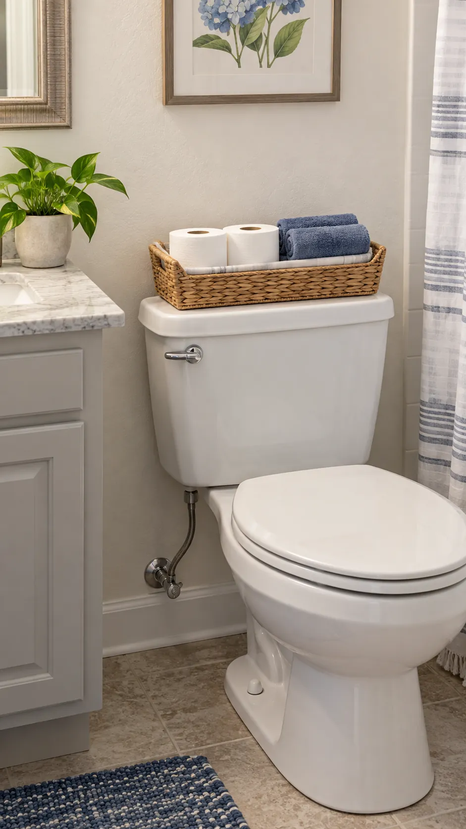 Light removable basket on a toilet tank