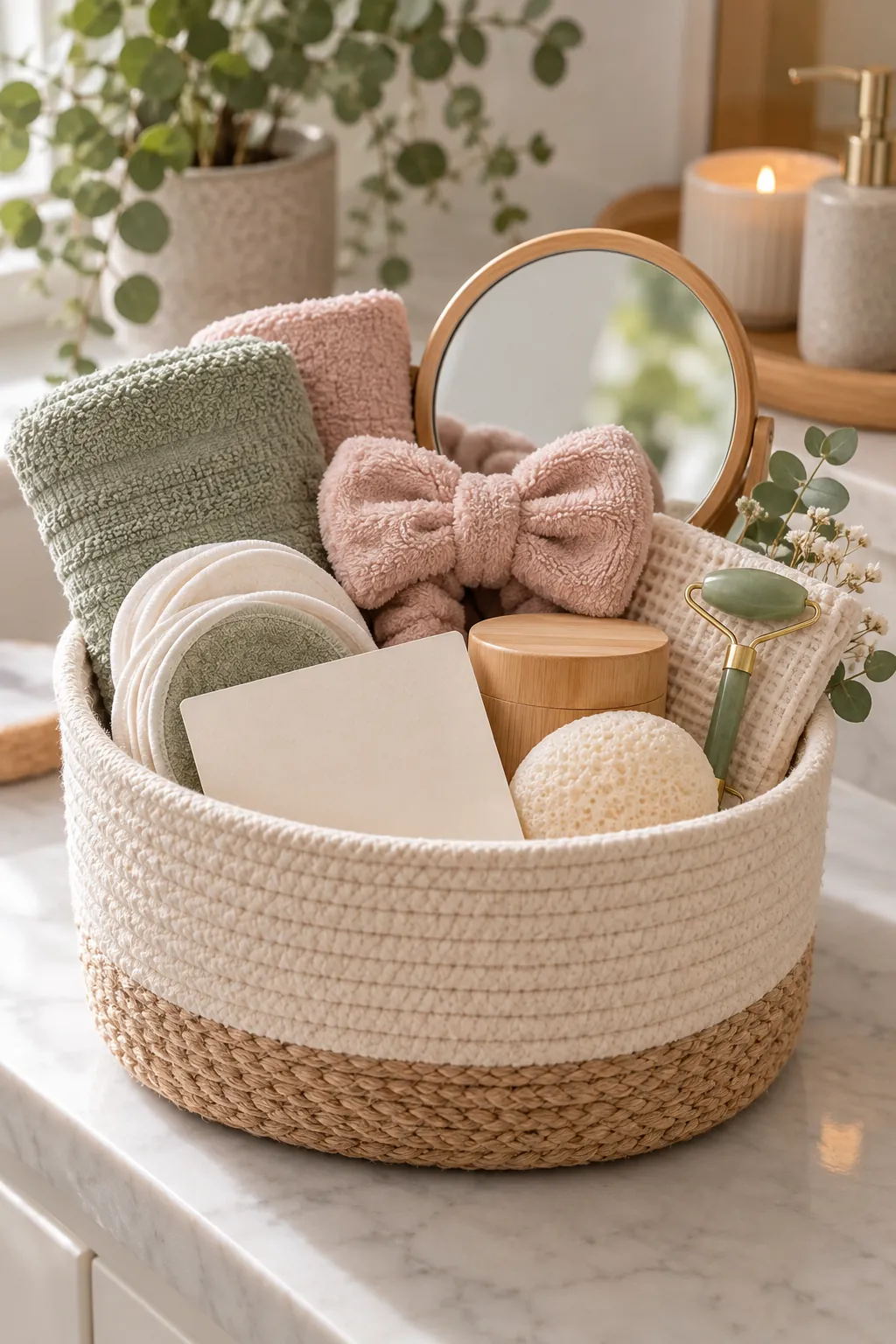 Sensitive Skin Choice Basket with useful comfort items arranged in a gift basket