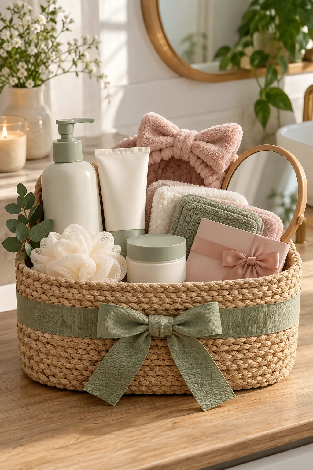 Teen Skincare Starter Basket with useful comfort items arranged in a gift basket
