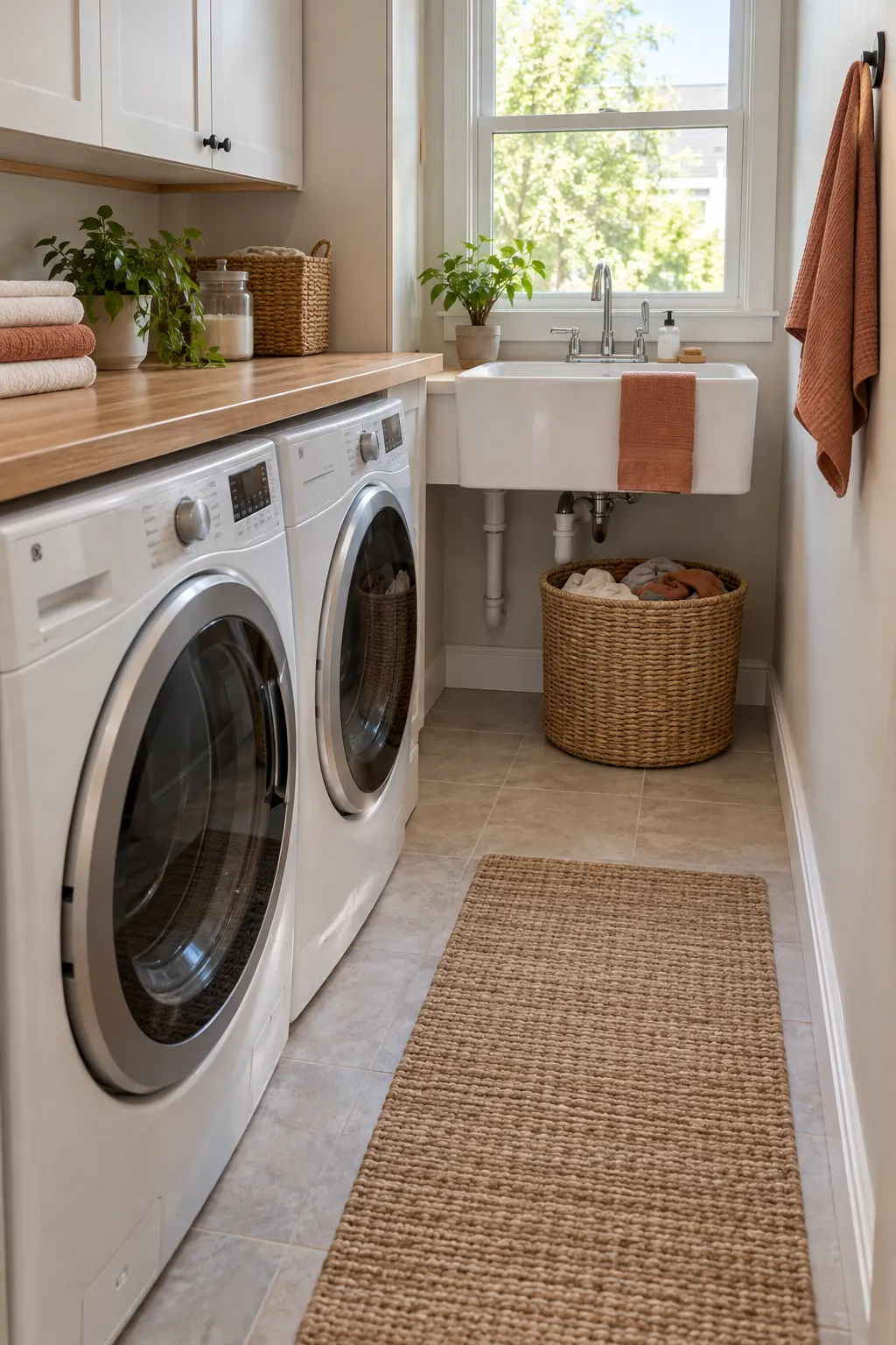Turn the Sink Onto the Short Wall in a narrow laundry room with a utility sink