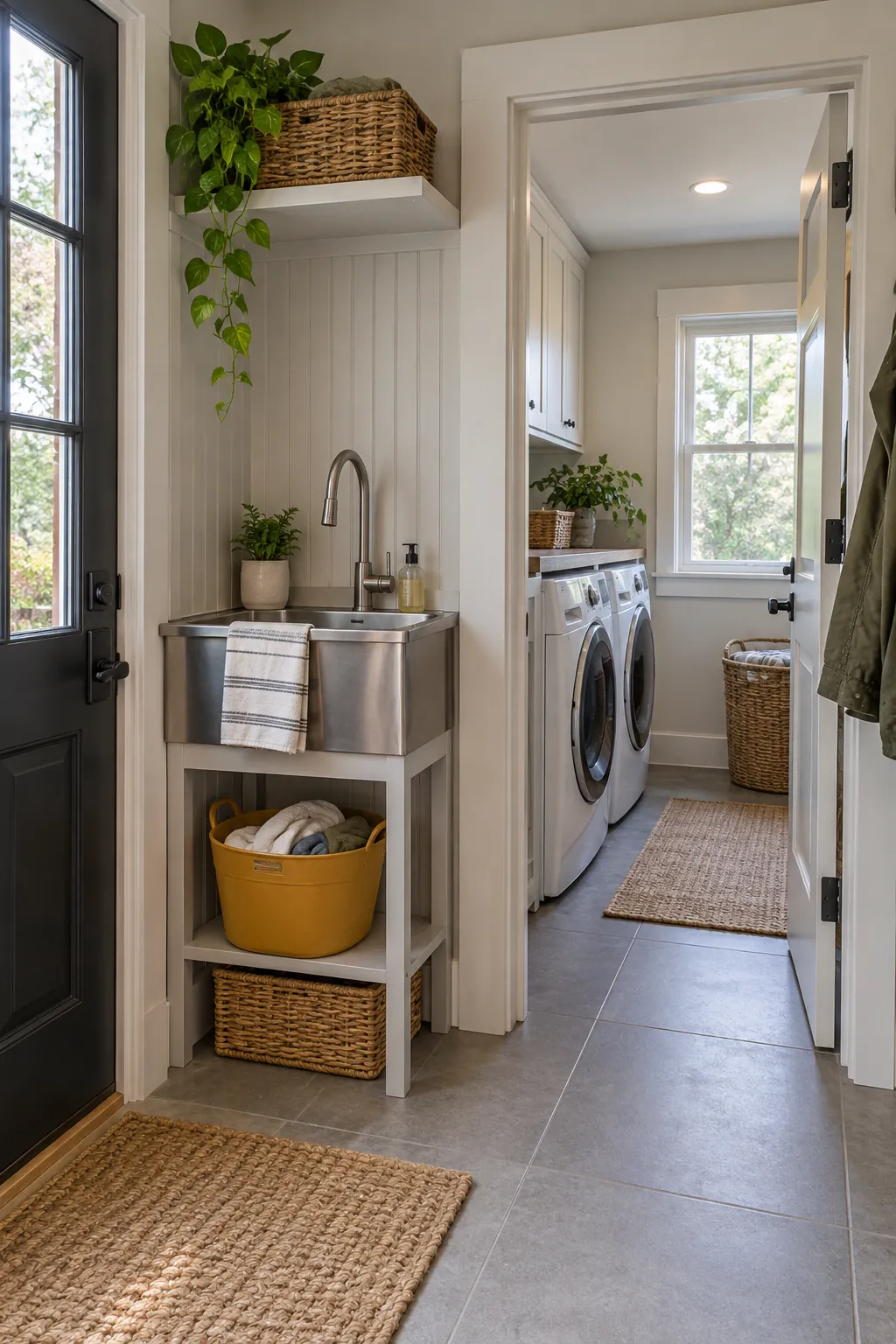 Put the Sink Outside the Tightest Room in a narrow laundry room with a utility sink