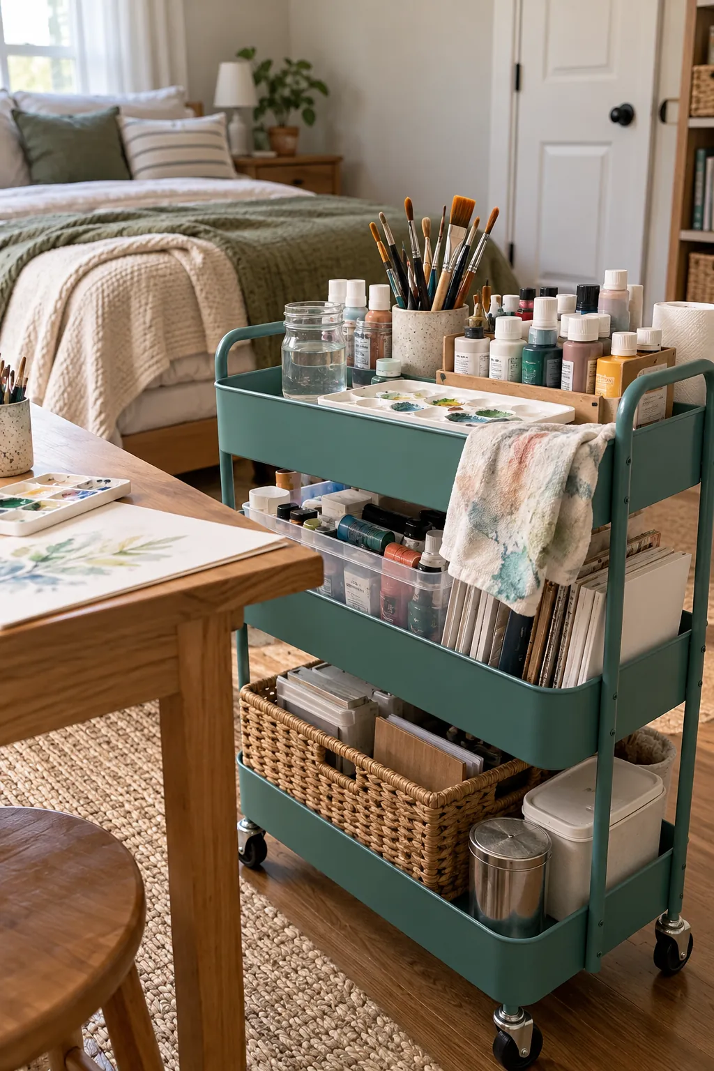 Create a Portable Paint Station in a no remodel spare bedroom craft room