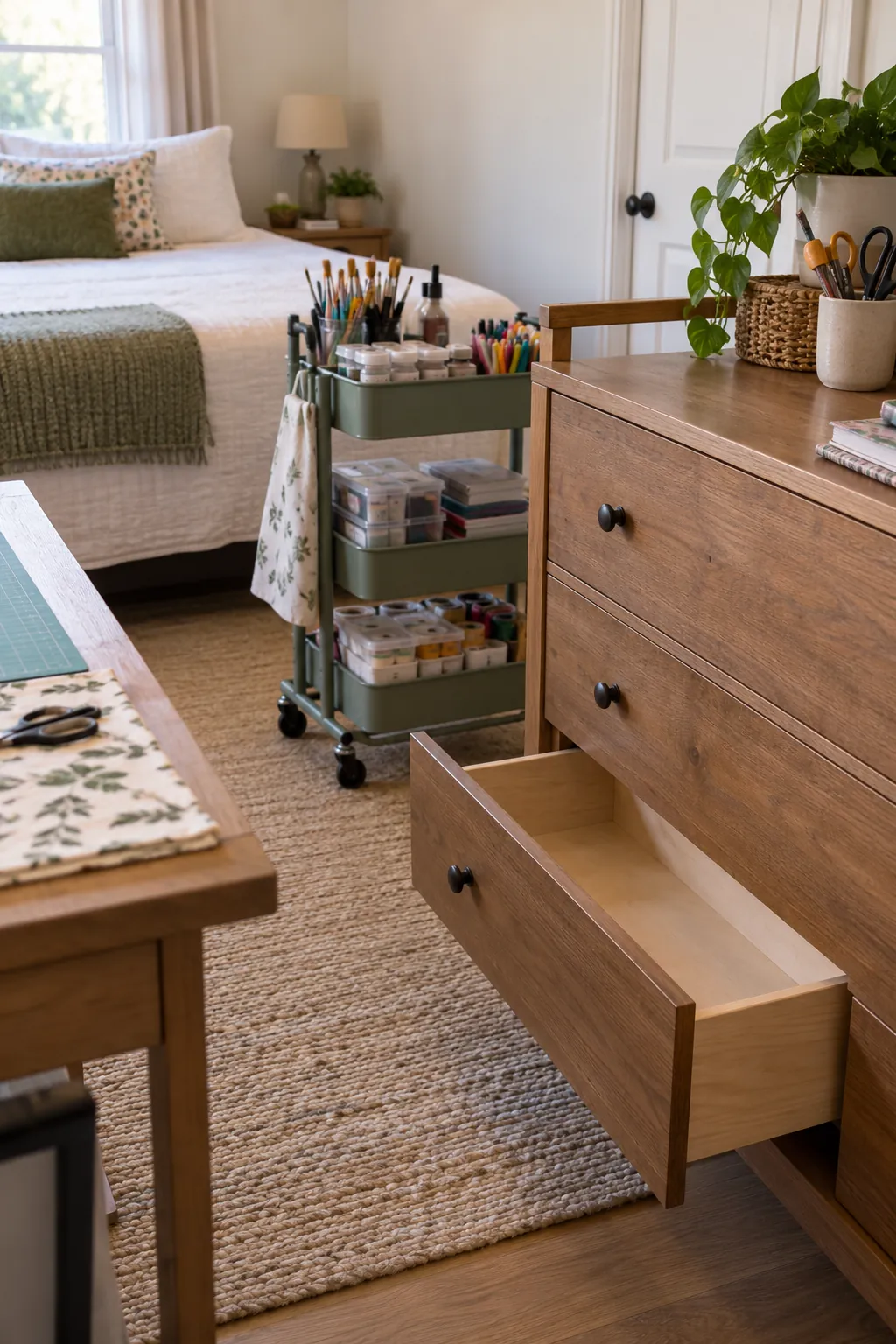 Keep One Empty Guest Drawer in a no remodel spare bedroom craft room