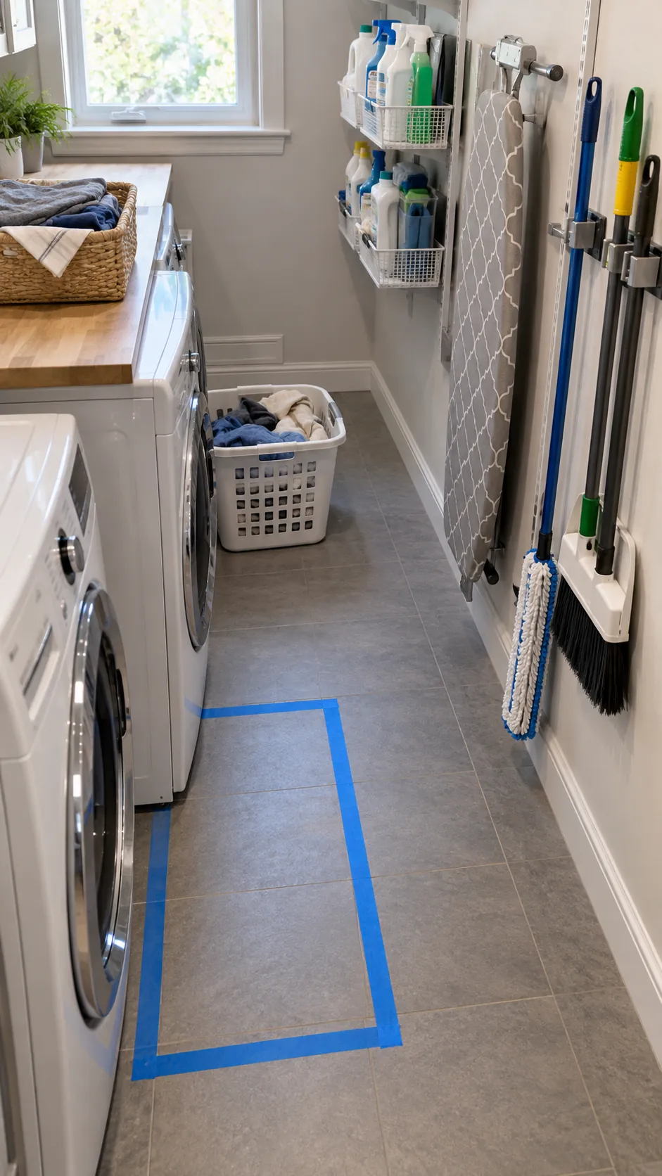 Leave Service Gaps Empty for organized storage in a small laundry room