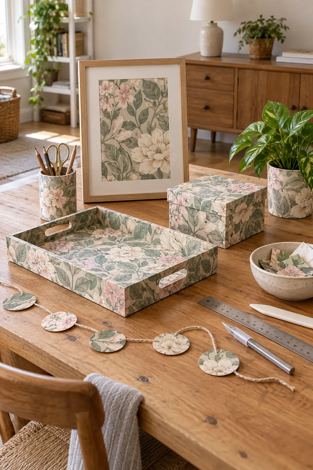 Beginner DIY decor projects made from leftover wallpaper offcuts