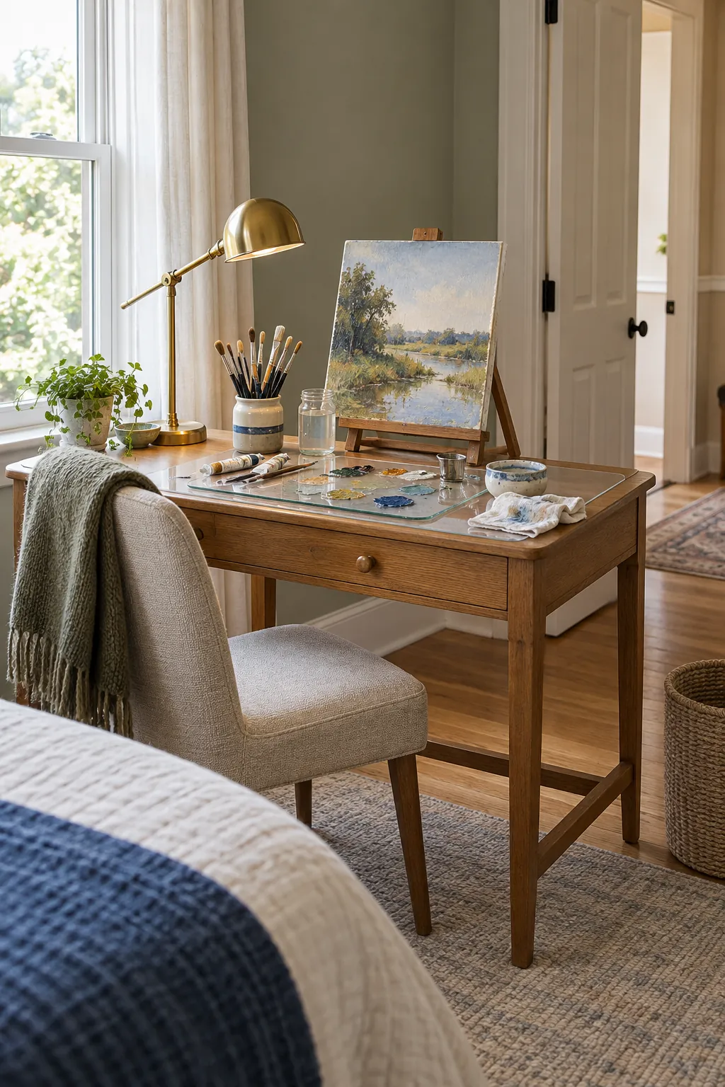 Use a Furniture Style Worktable in a comfortable residential home art room