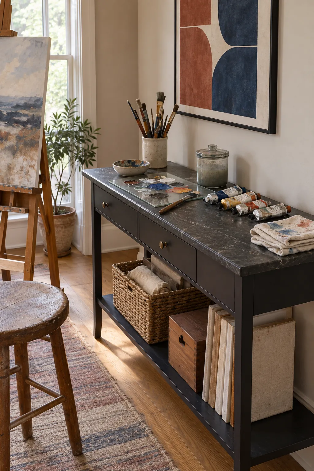Create a Small Color Mixing Station in a comfortable residential home art room