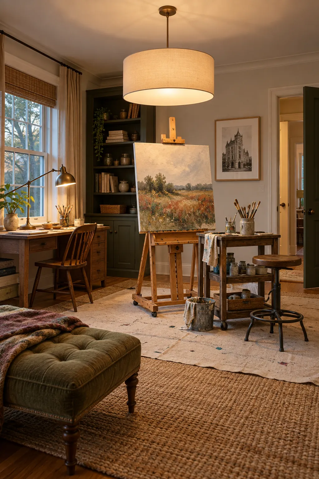 Select a Ceiling Light That Feels Domestic in a comfortable residential home art room