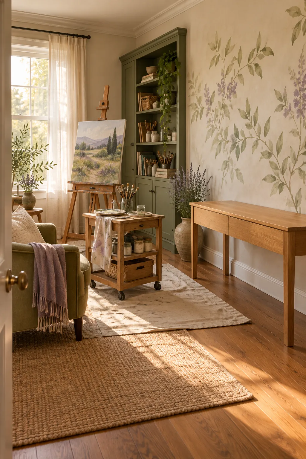 Leave One Clear Surface Empty in a comfortable residential home art room