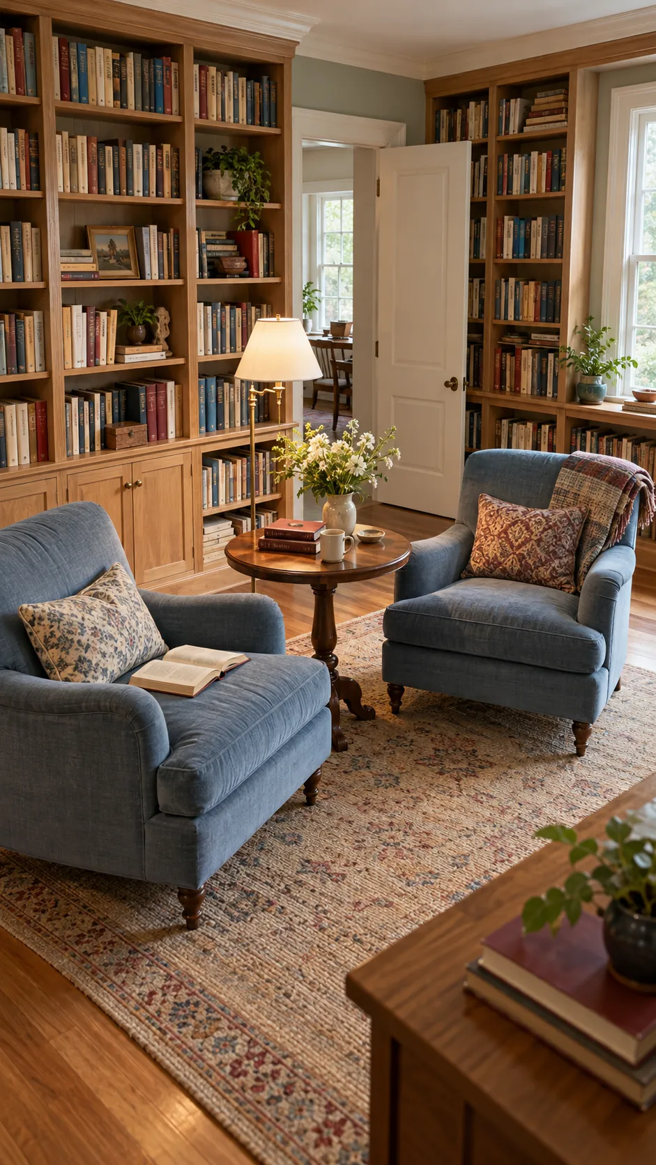 Pull Furniture Away From the Shelves in a cozy home library
