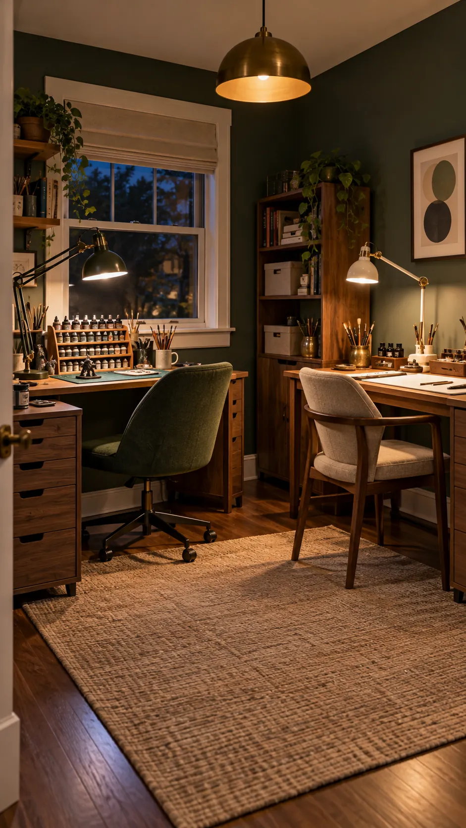Mount Separate Task Lights in a shared hobby room for two