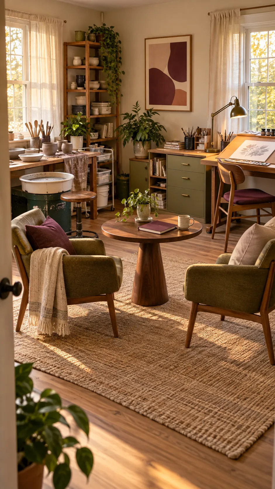 Make One Corner Comfortable for Company in a shared hobby room for two