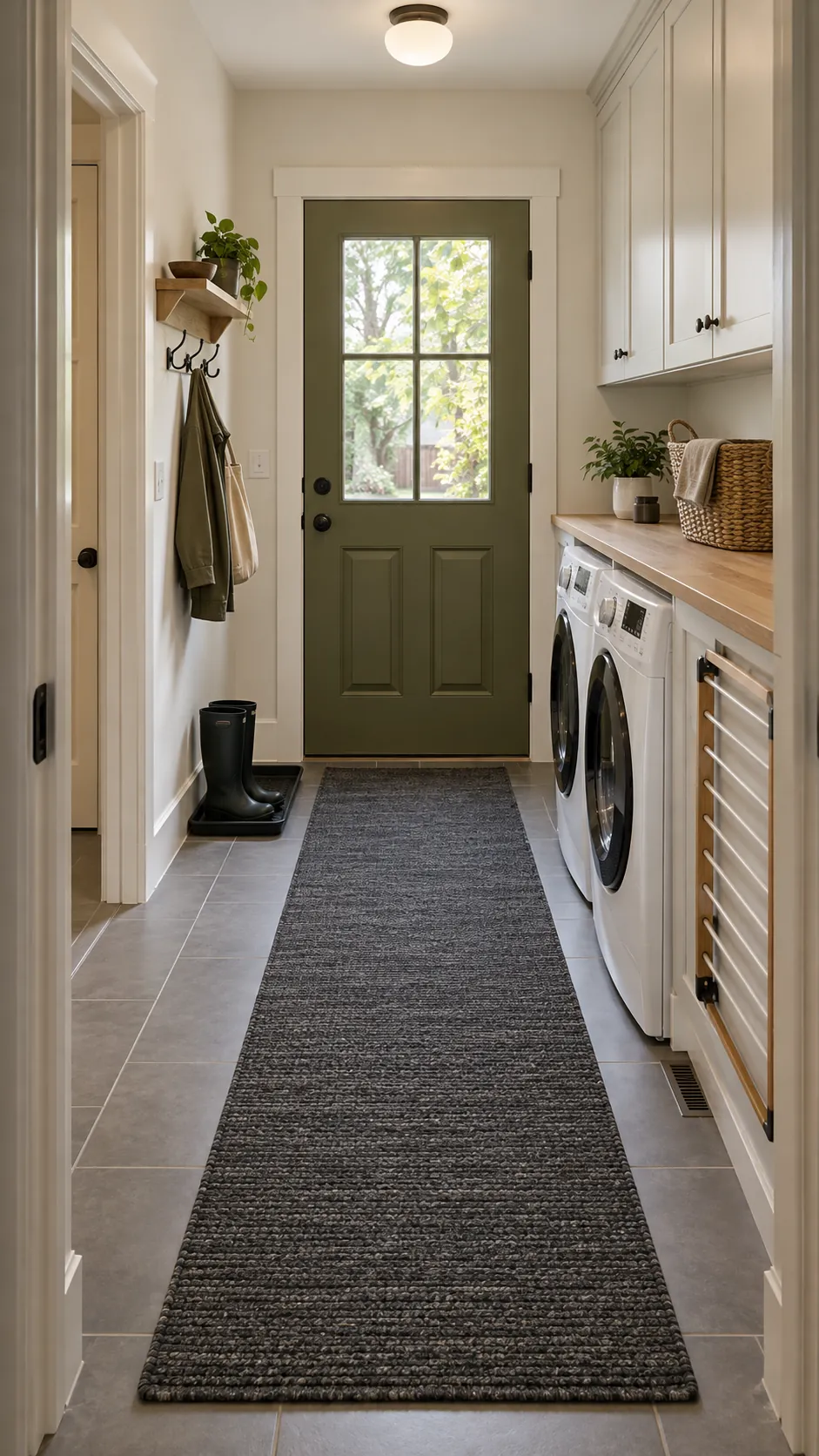 Small laundry mudroom with a clear path from the back door