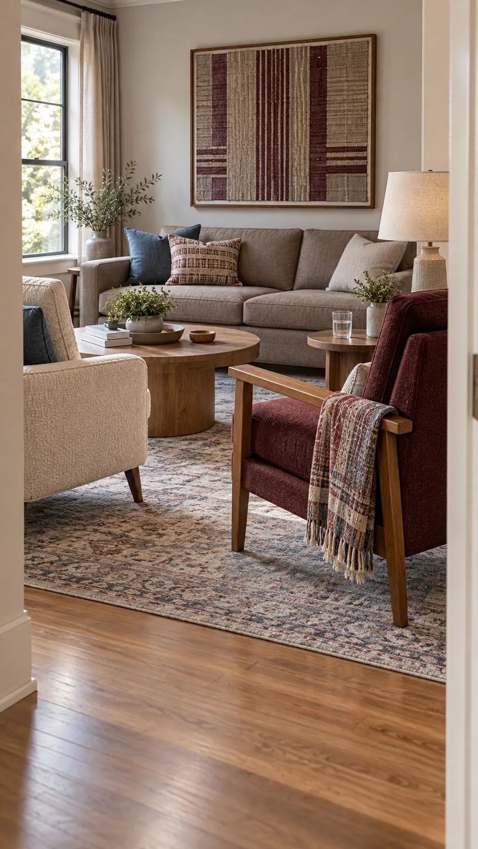 Family living room with supportive chairs and coordinated seat heights