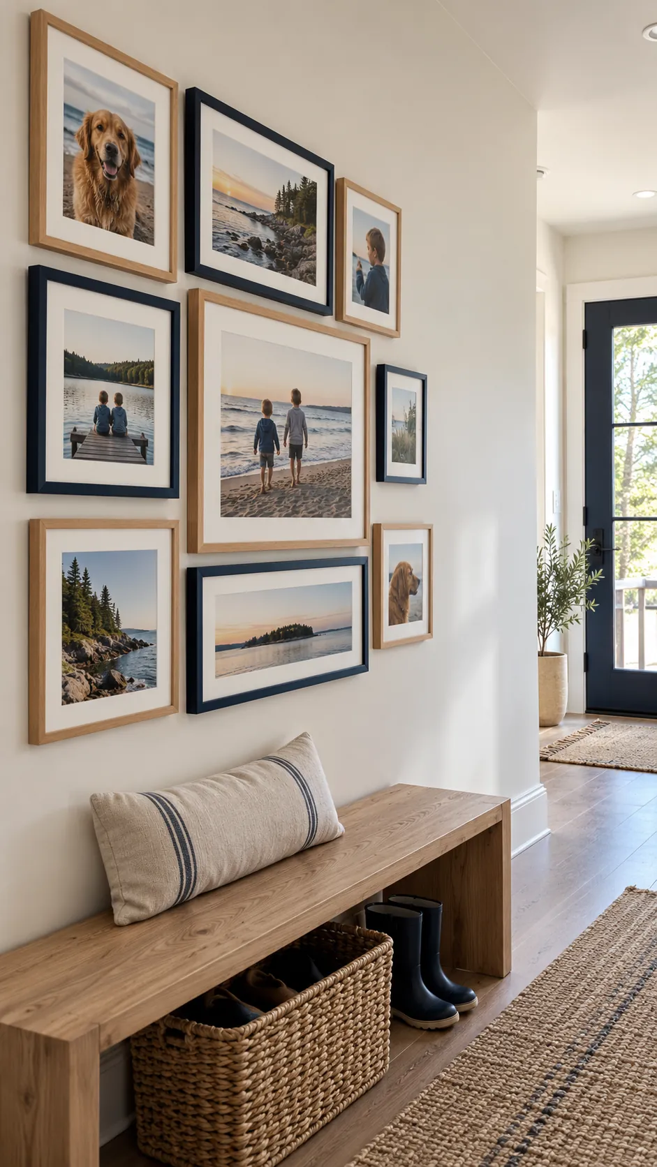 Expandable family gallery wall with open space for future photos