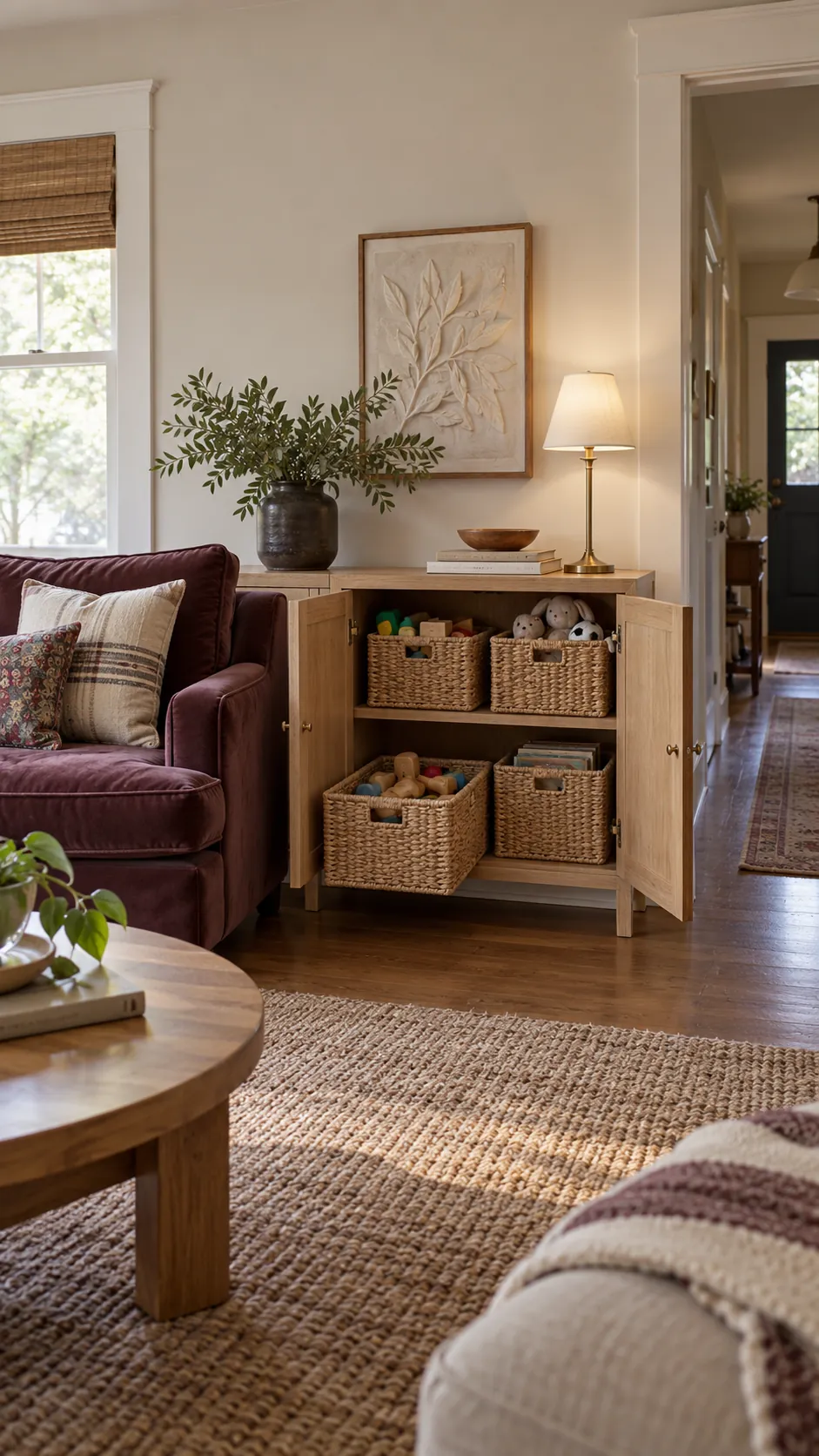 give toys one beautiful cabinet in a practical family living room