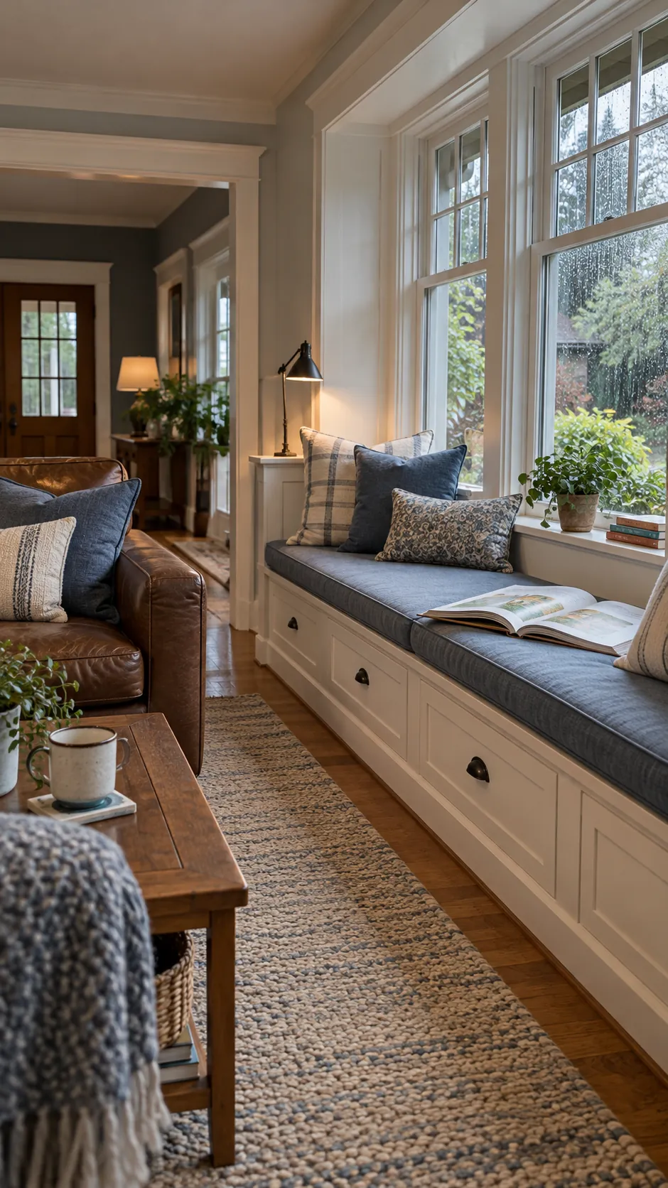 create a window seat that can take wear in a practical family living room