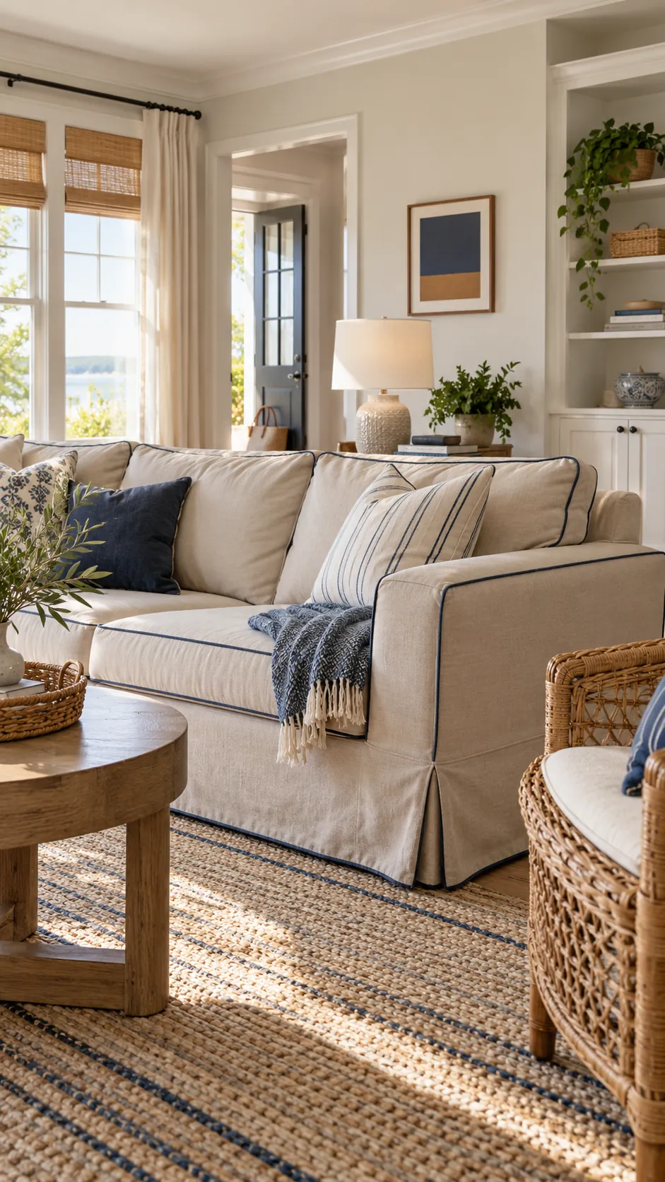 choose slipcovers with tailored seams in a practical family living room