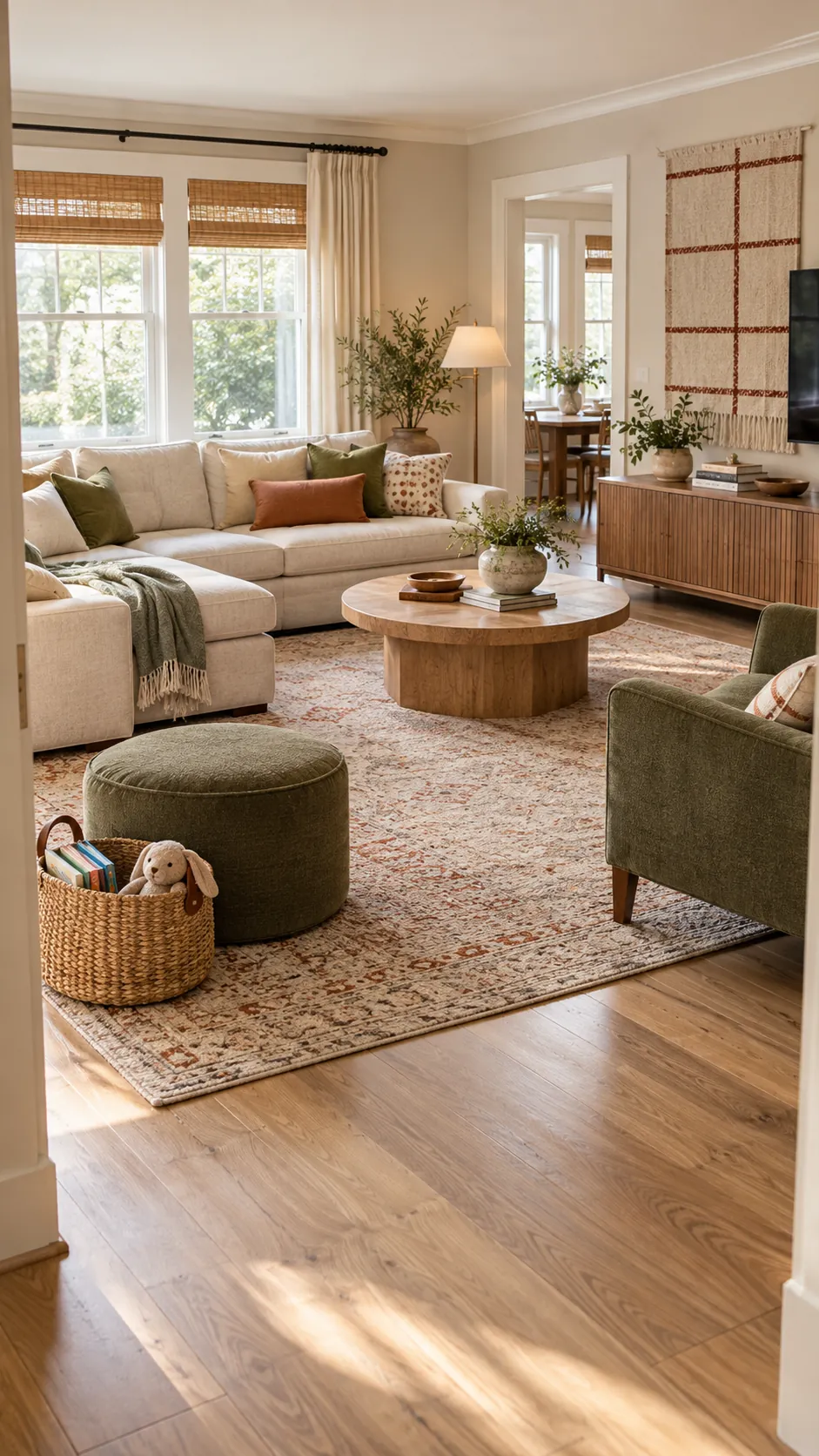 leave room for real life in a practical family living room