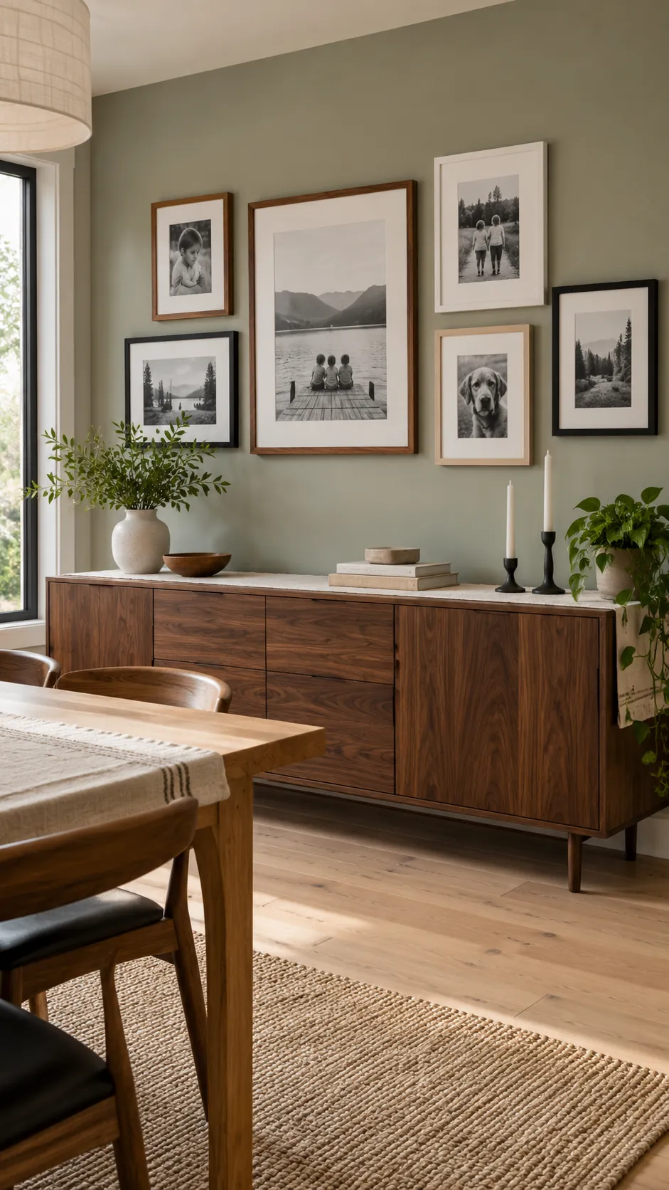 Wood picture frames coordinated with furniture and flooring