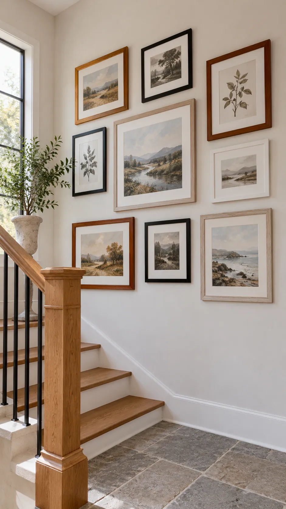 Mixed wood picture frames coordinated by warm and cool undertones