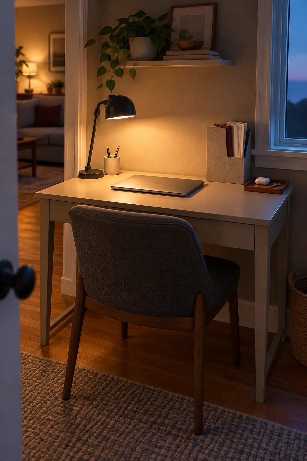 Calm organized desk after a simple closing reset