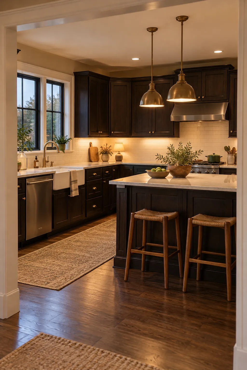 edit the whole palette before buying more in a cozy dark cabinet kitchen