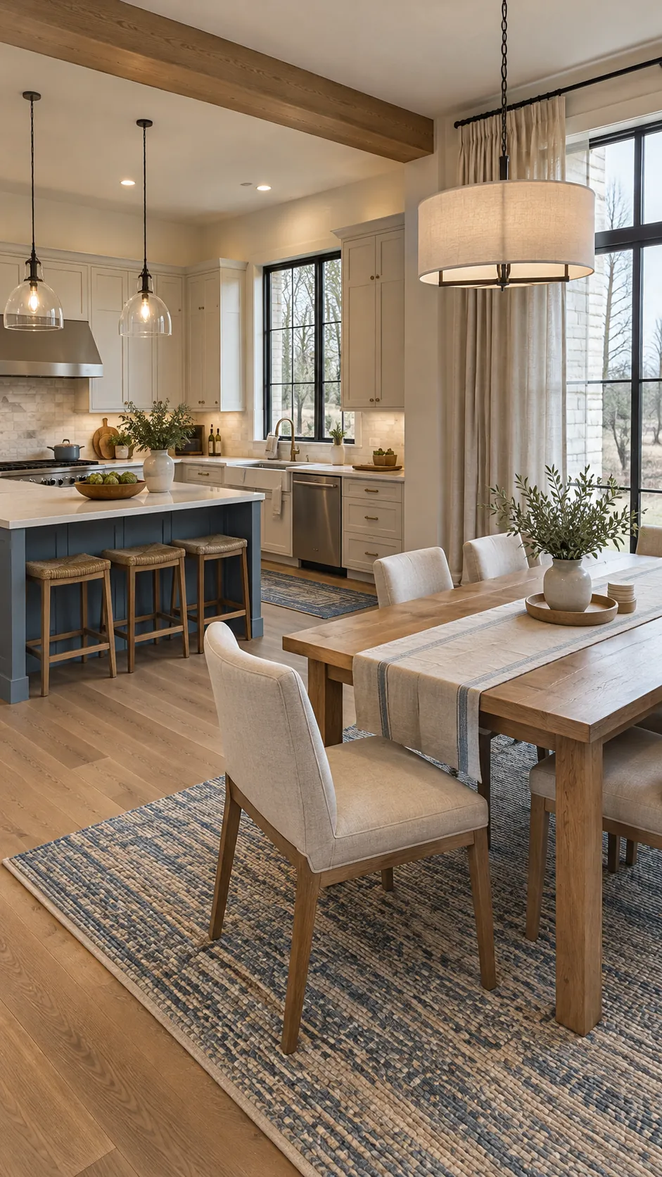 use textiles to control echo in a connected kitchen and dining room