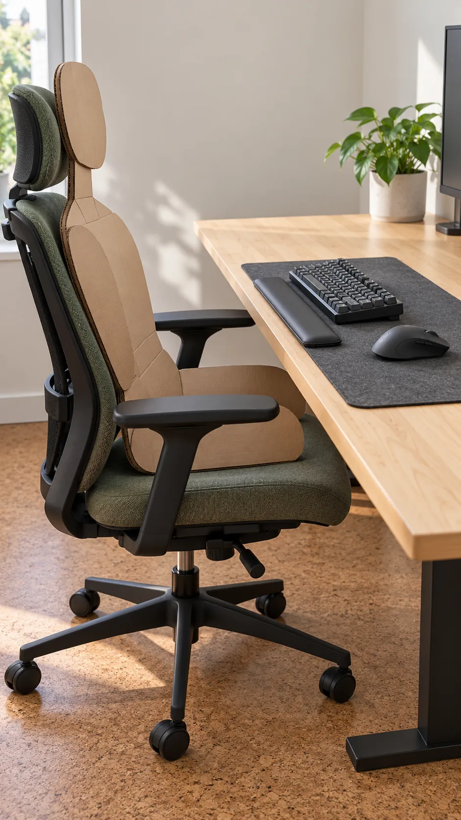 Ergonomic keyboard and mouse position at a gaming desk