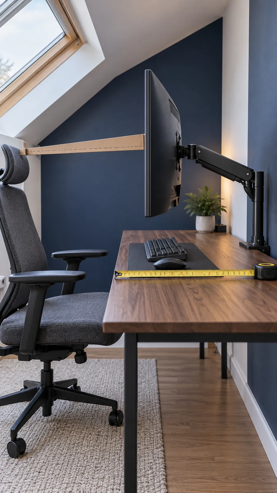 Gaming monitor positioned for a compact desk