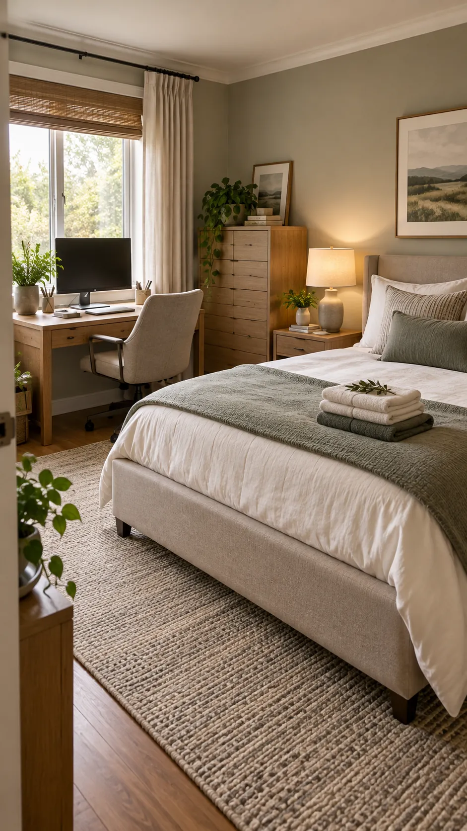 Cozy guest bedroom that also works as a practical home office