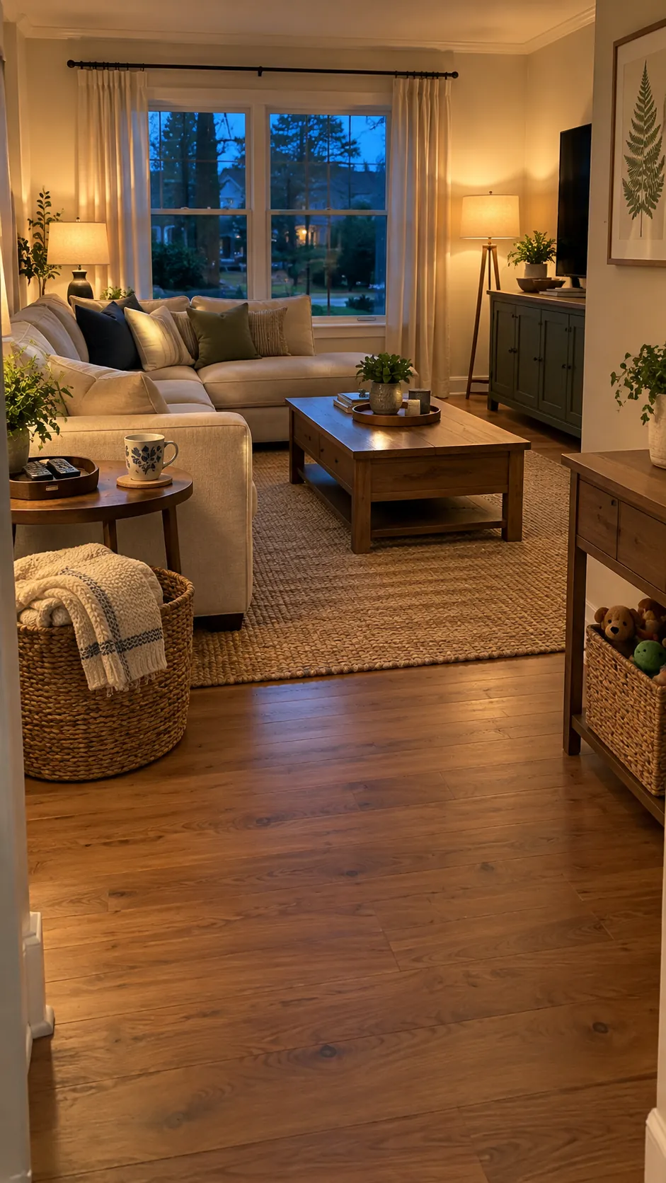 Organized living room after a simple evening reset